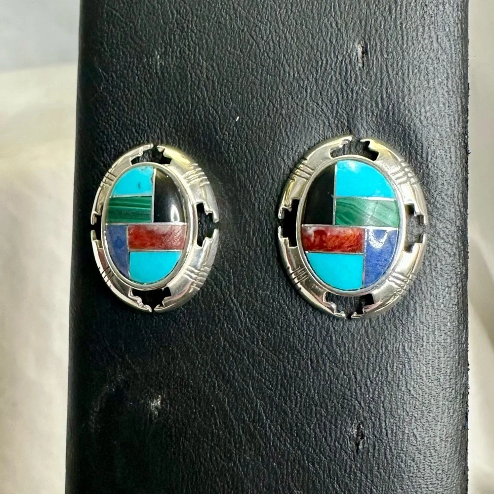 CAROLYN POLLACK RELIOS Sterling Inlay Turquoise Pendant Necklace & Earrings Set_6